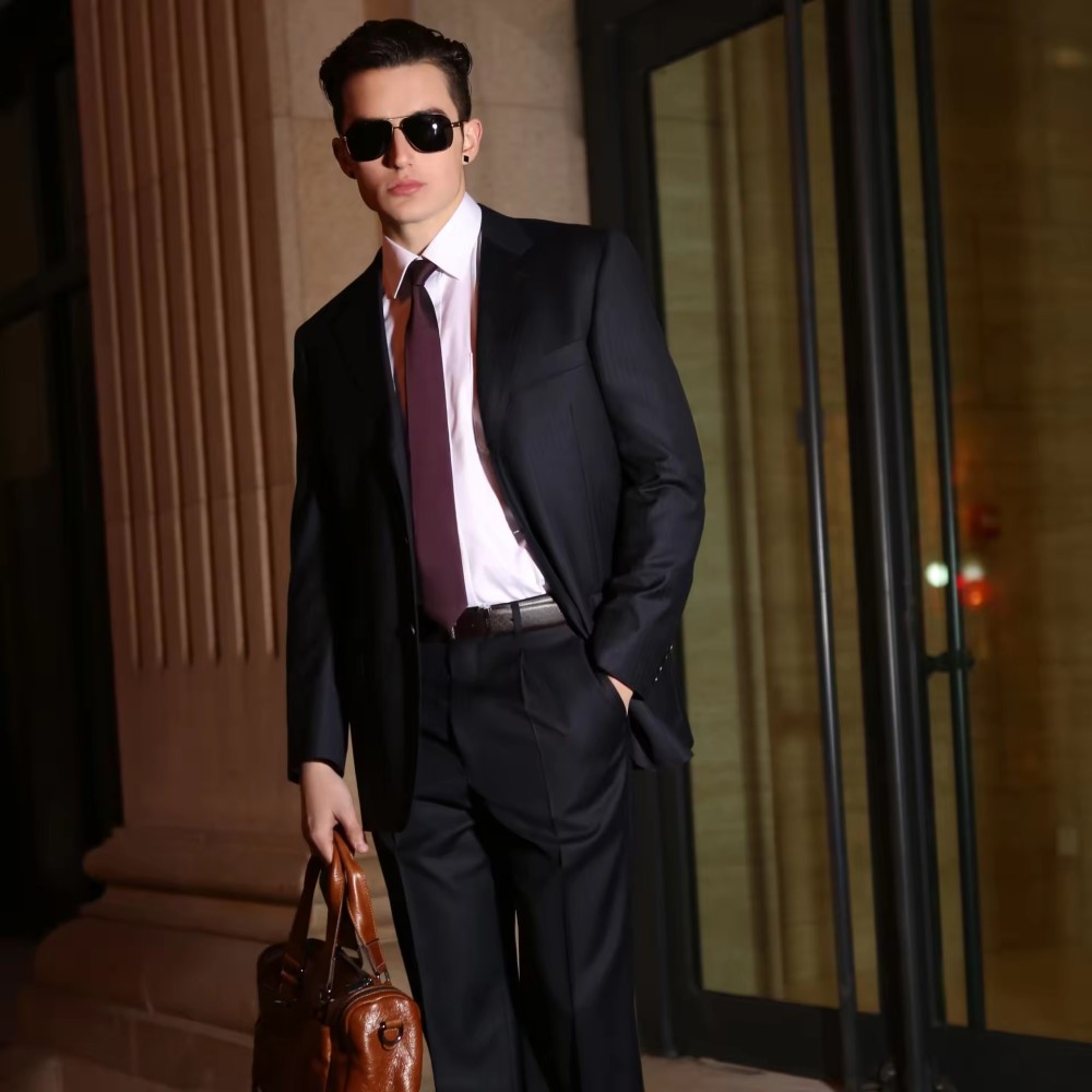 luxurious Customized Latest Design Fashion Office Wearing European Style Men Wool Suit 2 Pieces