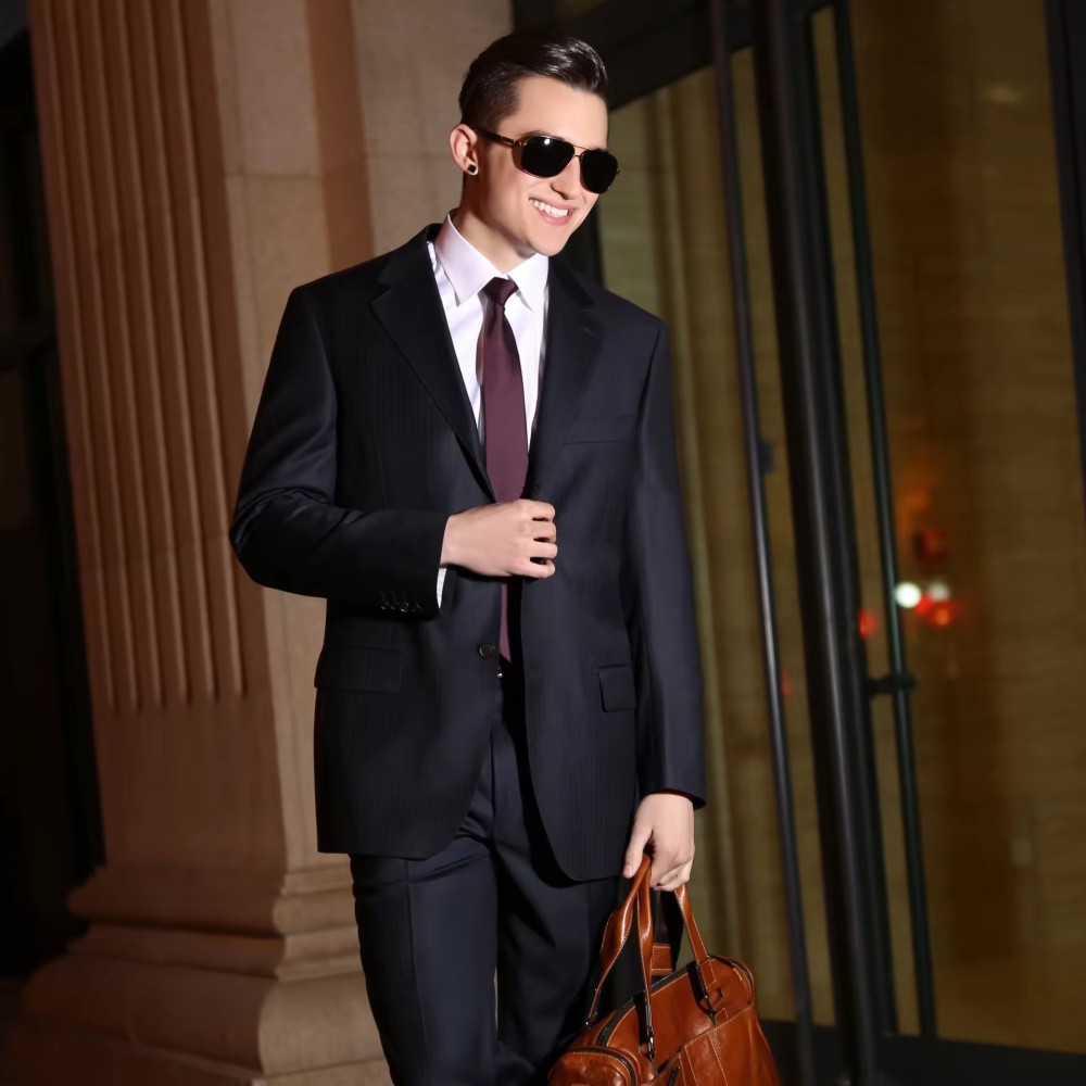 luxurious Customized Latest Design Fashion Office Wearing European Style Men Wool Suit 2 Pieces