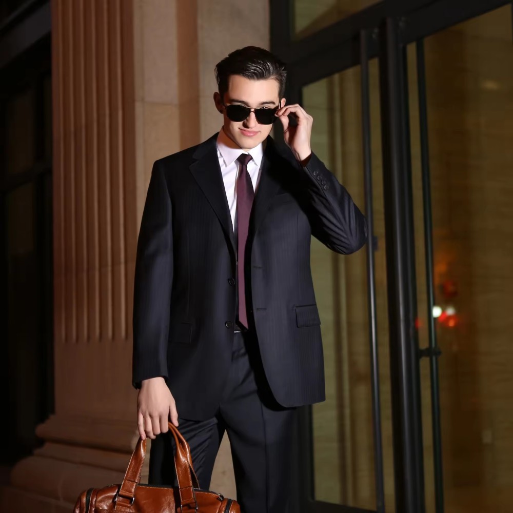 luxurious Customized Latest Design Fashion Office Wearing European Style Men Wool Suit 2 Pieces