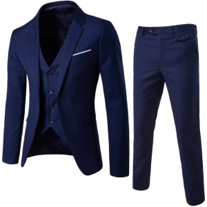 luxurious Customized New Trend Men's Three-piece Jacket + Vest + Trousers Slim Suit Groom and Groomsman Wedding Dress Casual Suit Men Blazer Slim Fit