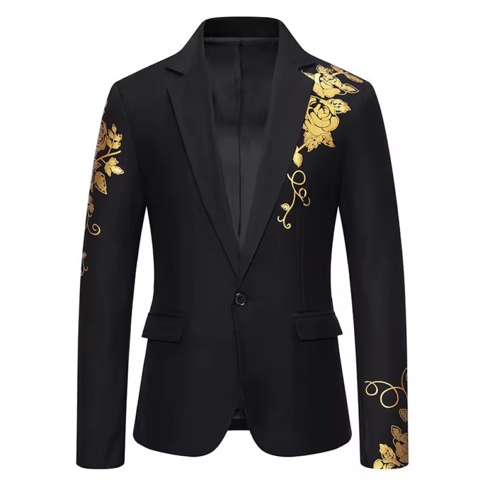 luxurious Customized Spring Autumn Men's Clothing Hot Stamped Print Men's Wedding Slim Fit Suit Men's Casual Suit Coat