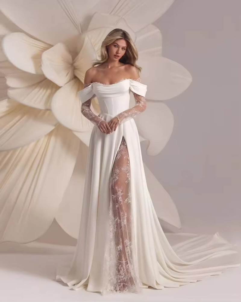 luxurious Customized elegant strapless satin wedding lace sleeves, suitable for formal wedding dresses
