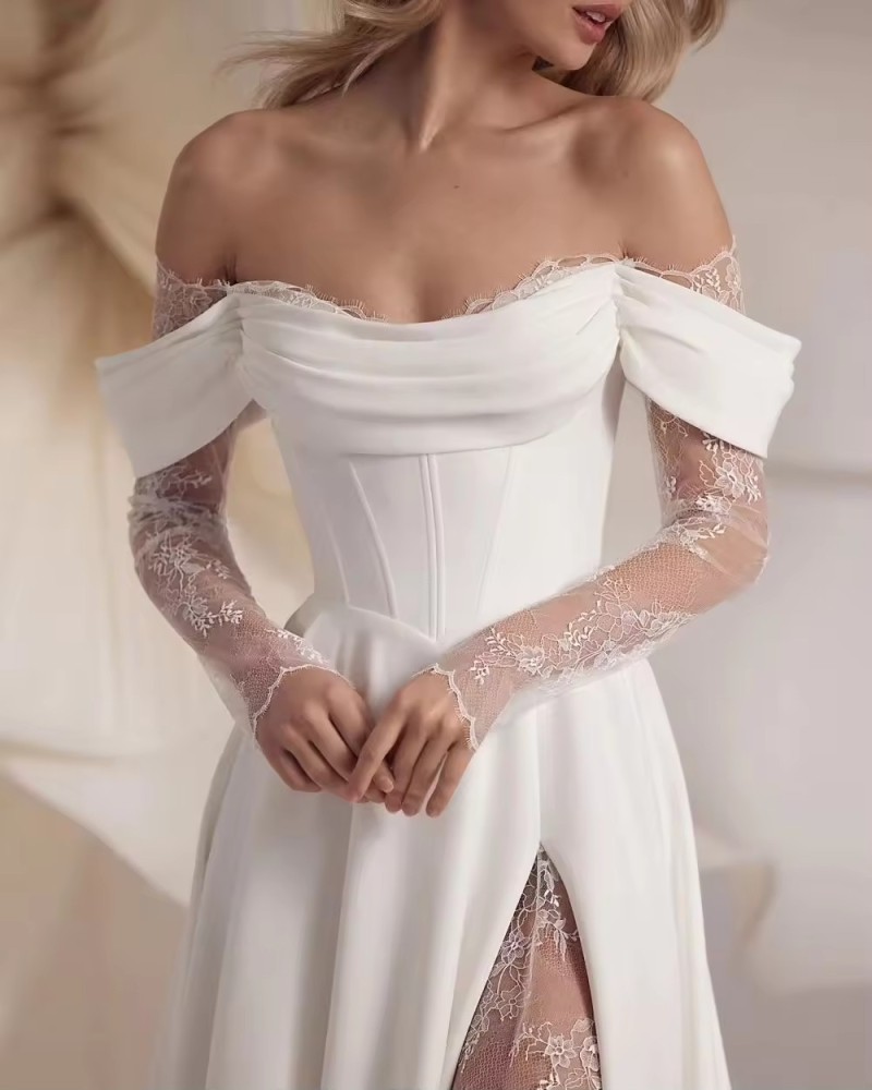 luxurious Customized elegant strapless satin wedding lace sleeves, suitable for formal wedding dresses