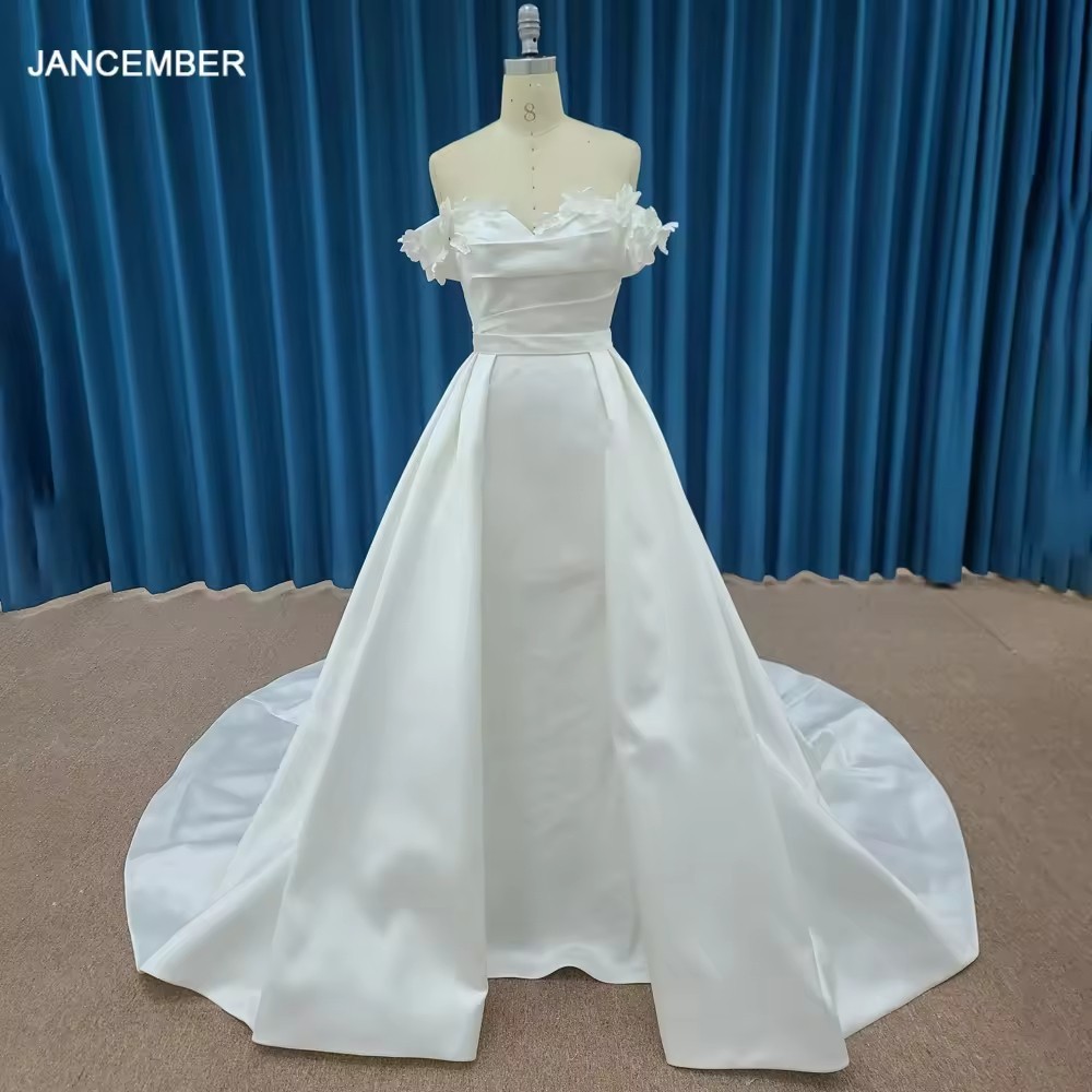 luxurious Customized Romantic Wedding Dress for Brides - Organza Sweetheart A-line Stickers Strap Back