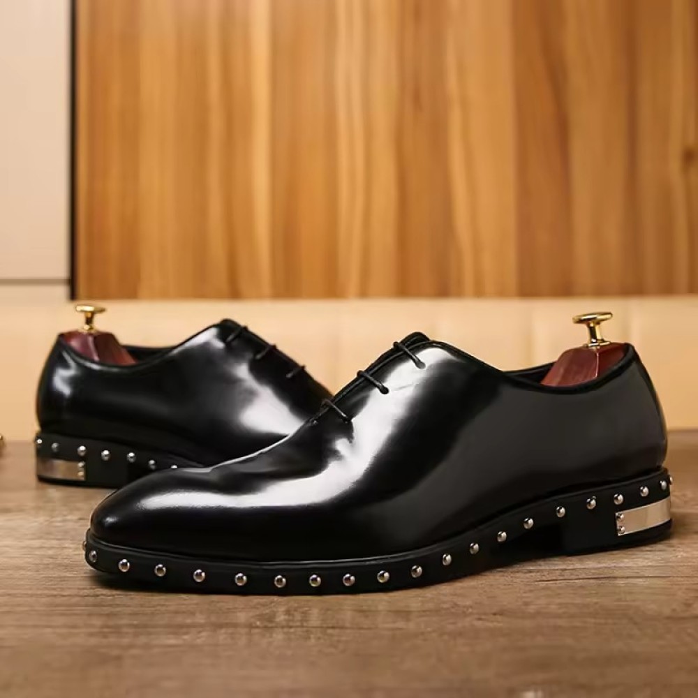 luxurious Customized Luxury Black Men's Formal Business Leather Shoes Cowhide Oxford Lace-up Pointed Toe Wedding Dress Shoes Men