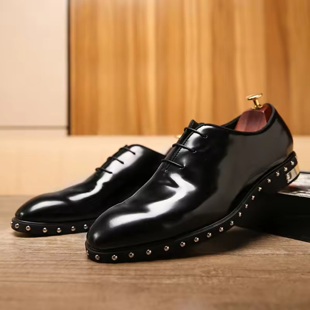 luxurious Customized Luxury Black Men's Formal Business Leather Shoes Cowhide Oxford Lace-up Pointed Toe Wedding Dress Shoes Men