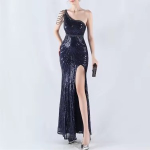 luxurious Customized New Fashion High Quality Formal Party Women Dresses Sexy Sequin Luxury Evening Dresses Elegant Wedding Gown for Bride