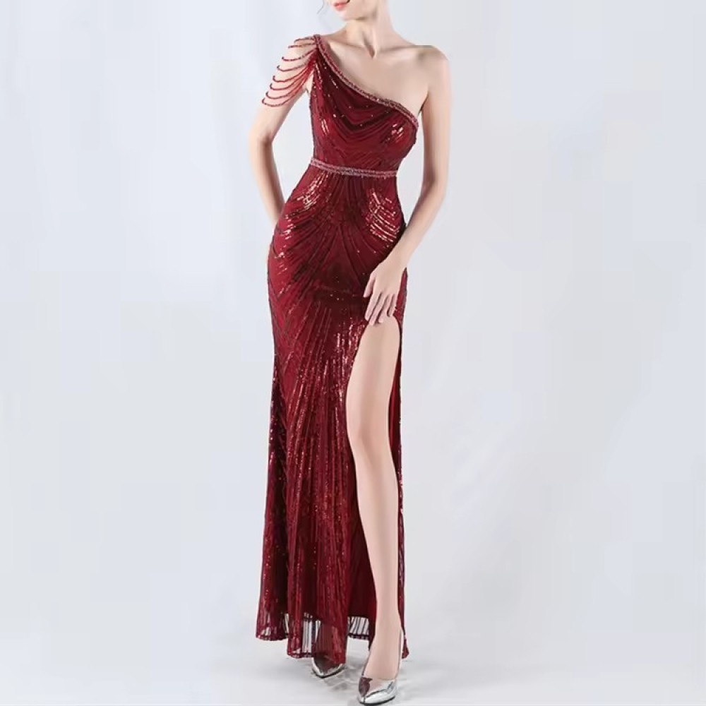 luxurious Customized New Fashion High Quality Formal Party Women Dresses Sexy Sequin Luxury Evening Dresses Elegant Wedding Gown for Bride