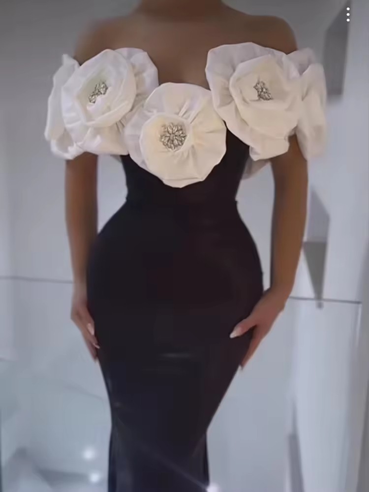 luxurious Customized New High End Women's Dress with Premium White Flower Bandage Dress and Women's Evening Dress