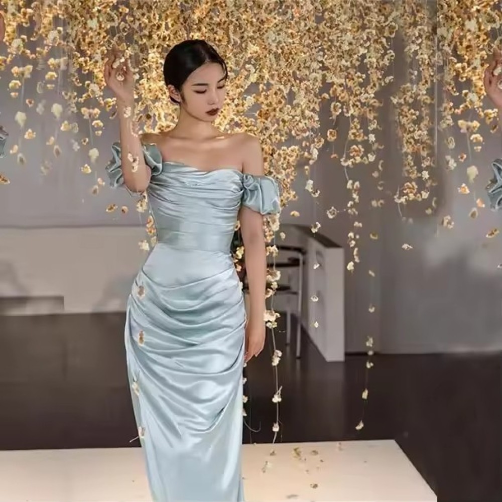 luxurious Customized Summer Party Women's Evening Dress with Pleated Embroidery, Elegant and Luxurious Women's Mini Skirt