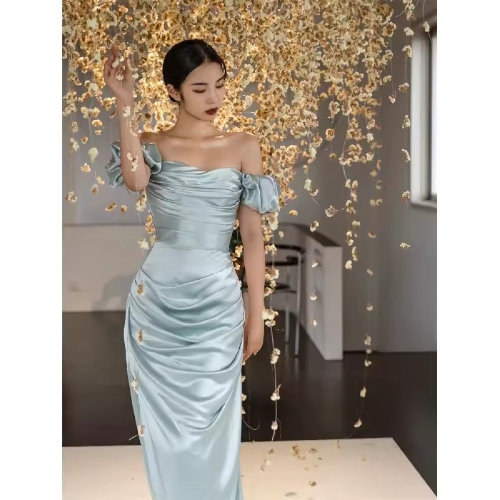 luxurious Customized Summer Party Women's Evening Dress with Pleated Embroidery, Elegant and Luxurious Women's Mini Skirt