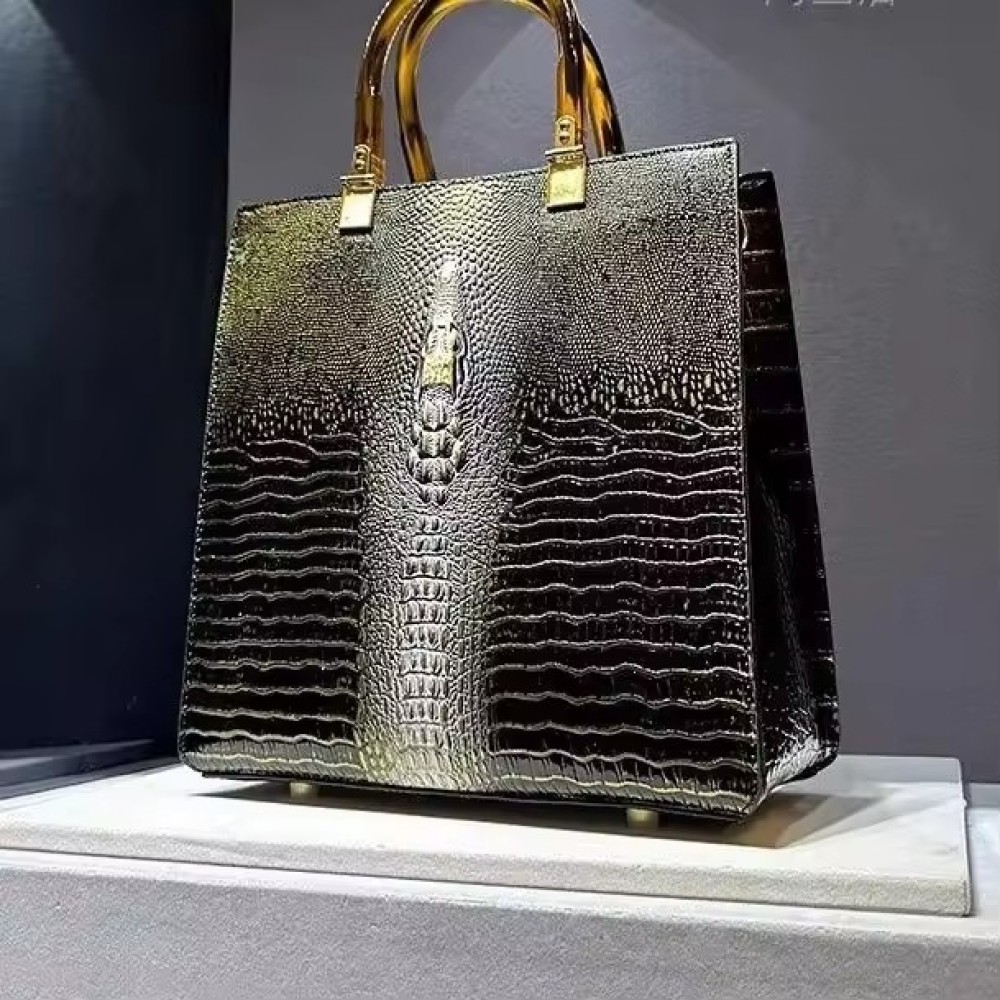 Customized High End Luxury Genuine Leather crocodile Pattern Tote Bag for Women New Single Shoulder Crossbody Bag