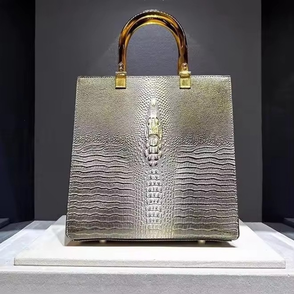 Customized High End Luxury Genuine Leather crocodile Pattern Tote Bag for Women New Single Shoulder Crossbody Bag