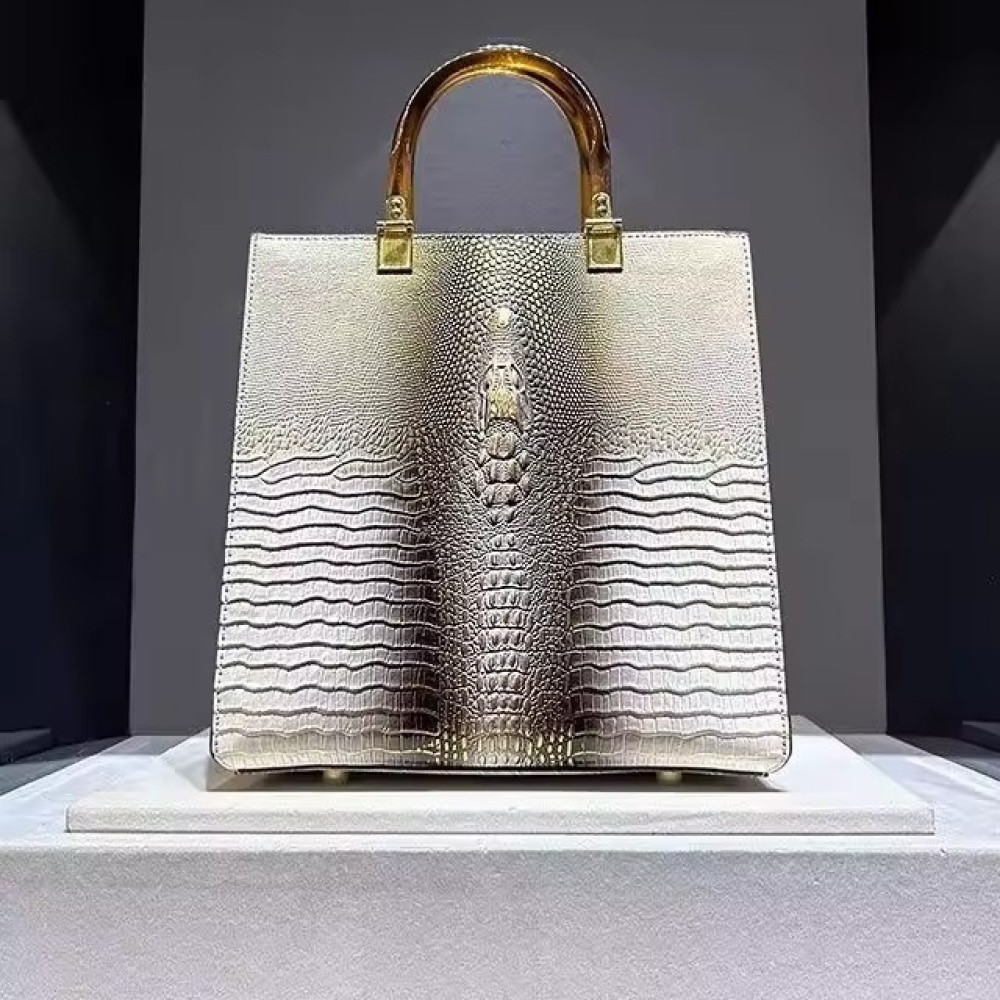 Customized High End Luxury Genuine Leather crocodile Pattern Tote Bag for Women New Single Shoulder Crossbody Bag
