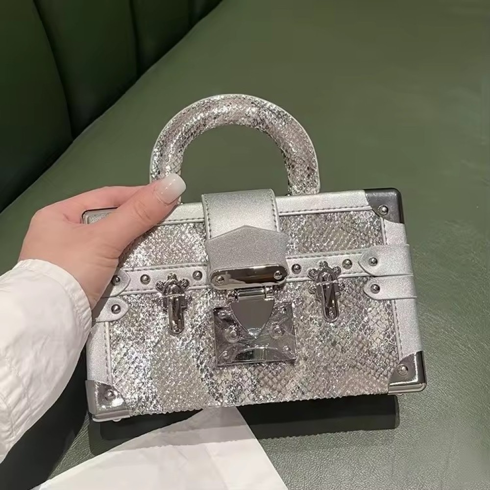 Customized High End Leather Snake Pattern Handbag Box Bag for Women New Bag Single Shoulder Crossbody Bag