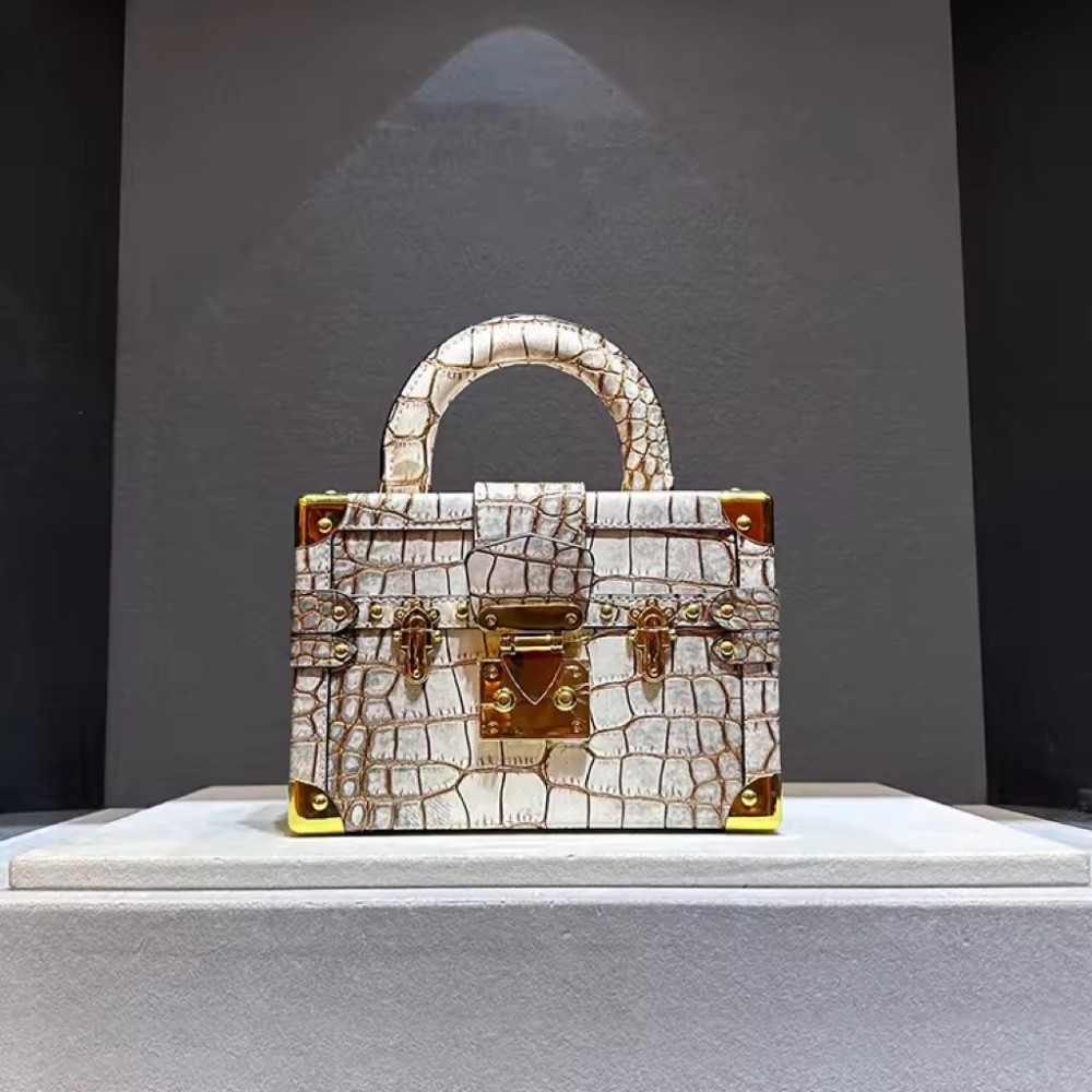 Customized High End Leather Snake Pattern Handbag Box Bag for Women New Bag Single Shoulder Crossbody Bag