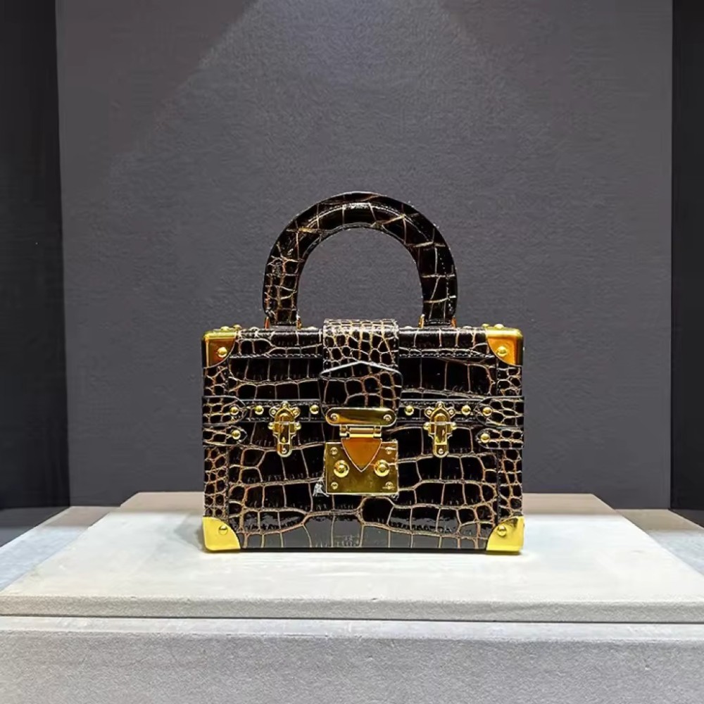 Customized High End Leather Snake Pattern Handbag Box Bag for Women New Bag Single Shoulder Crossbody Bag