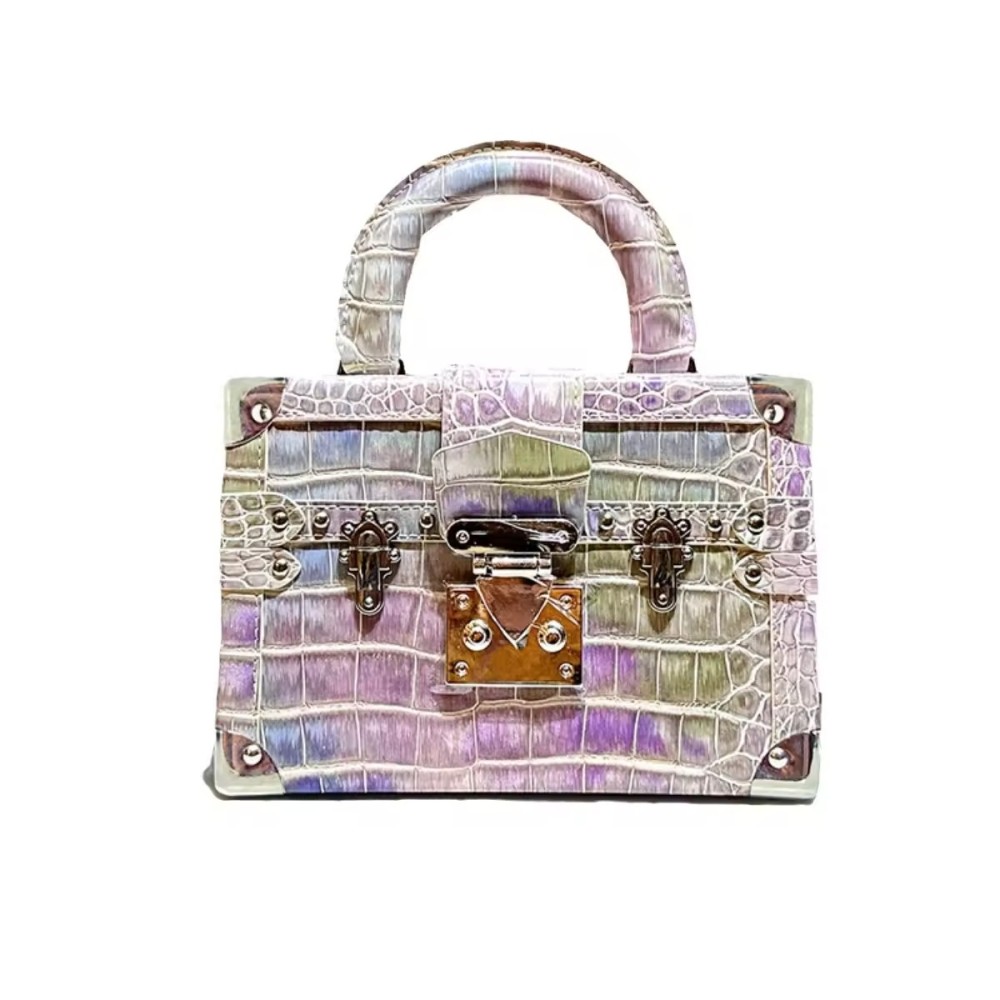 Customized High End Leather Snake Pattern Handbag Box Bag for Women New Bag Single Shoulder Crossbody Bag