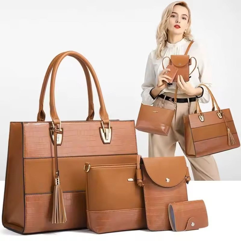 Customized High End Luxury Design Women's Bag Set Retro Versatile Tote Bag Large Capacity Multi-function Four Piece Bag
