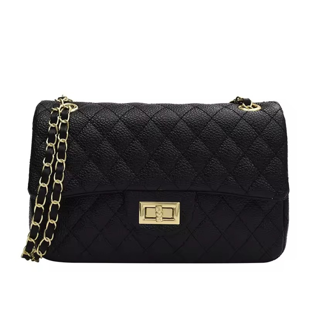 Customized PU Leather Durable Women's Bag Plaid Chain Shoulder Bag High Quality Women Crossbody Bag