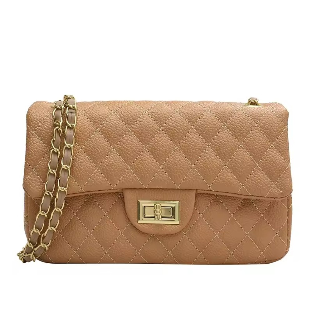 Customized PU Leather Durable Women's Bag Plaid Chain Shoulder Bag High Quality Women Crossbody Bag