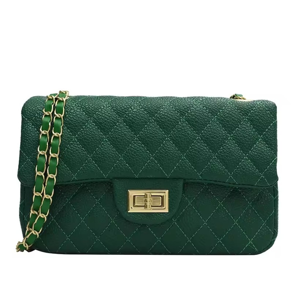 Customized PU Leather Durable Women's Bag Plaid Chain Shoulder Bag High Quality Women Crossbody Bag