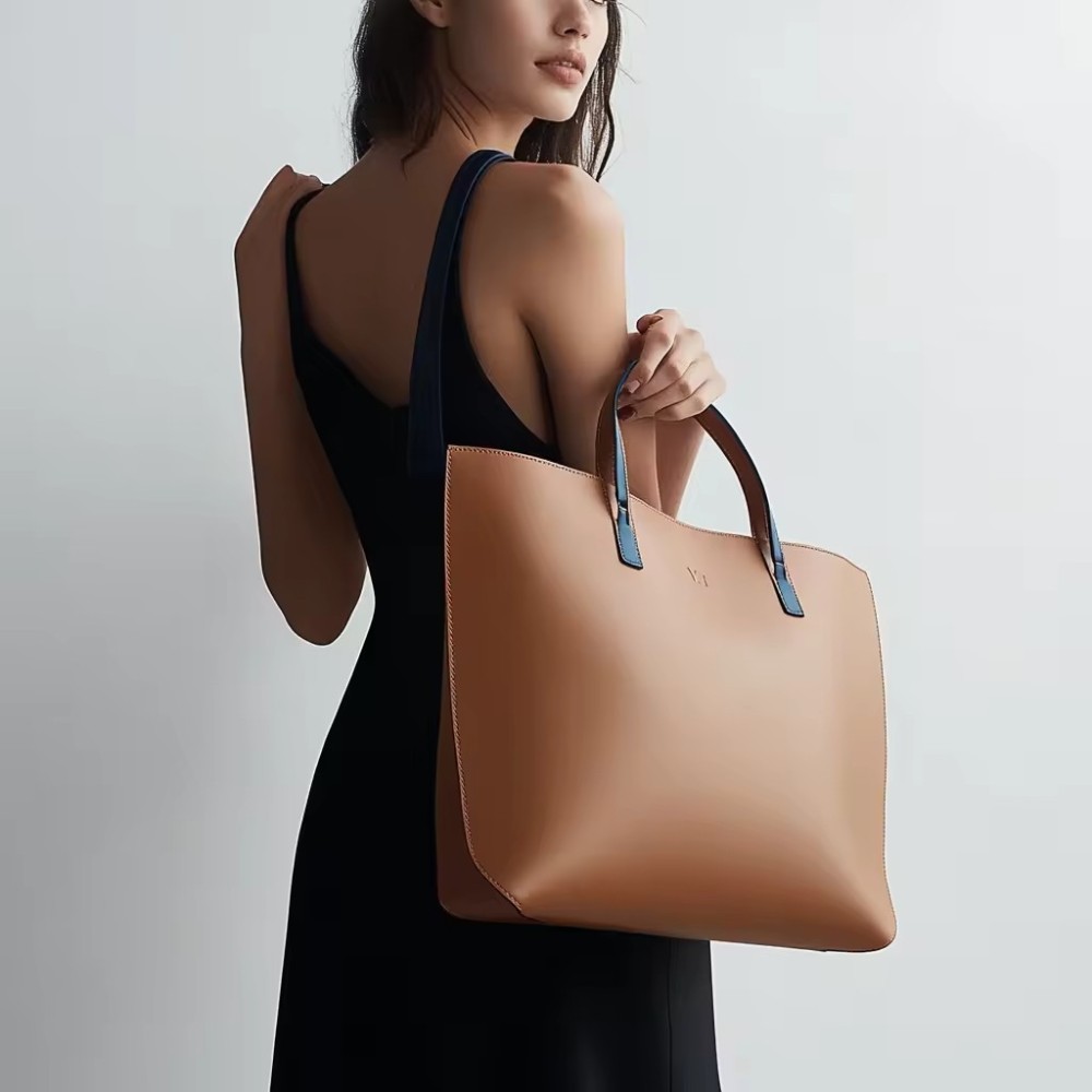 Customized New Arrival High End Women Genuine Leather Handbag Brown Large Capacity Women's Leather Handbag