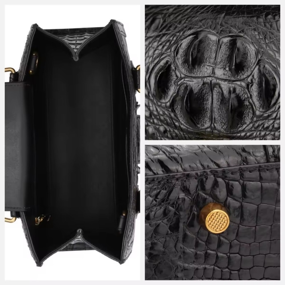 Customized Luxury Real Genuine Women Crocodile Skin Leather Bamboo Handle Crossbody Shoulder Handbags for Women Luxury Bags