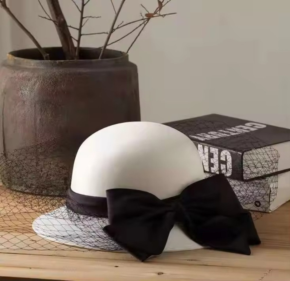 Customized Bridal Top Hat Female British Hepburn Style Fashion Big Butterfly Party Wedding Hair Decoration Women Flower Church White Hats