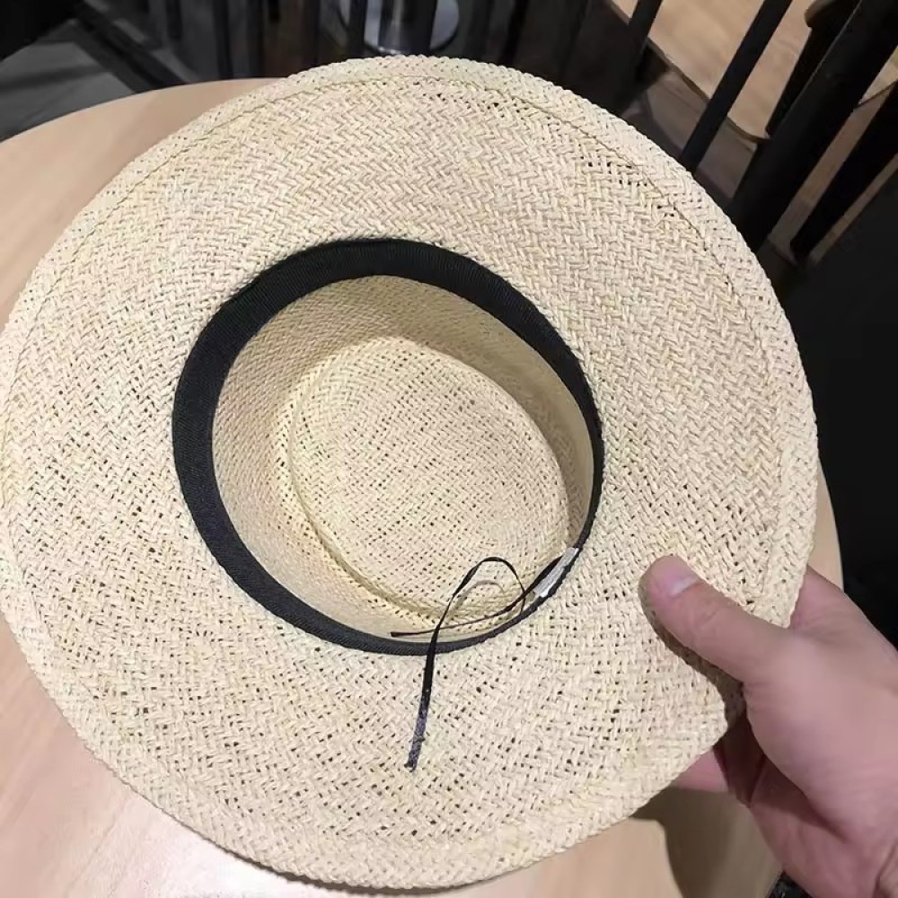 Customized New Oversized Sun Natural Bucket Foldable Personalized Women Straw Panama Hat