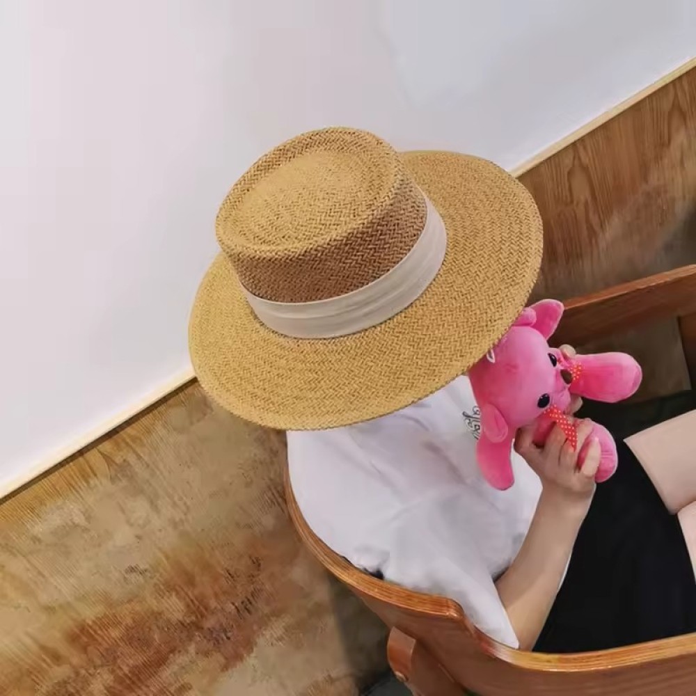 Customized New Oversized Sun Natural Bucket Foldable Personalized Women Straw Panama Hat