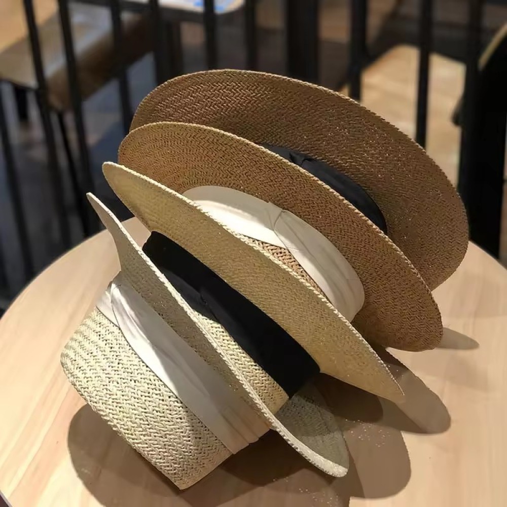 Customized New Oversized Sun Natural Bucket Foldable Personalized Women Straw Panama Hat