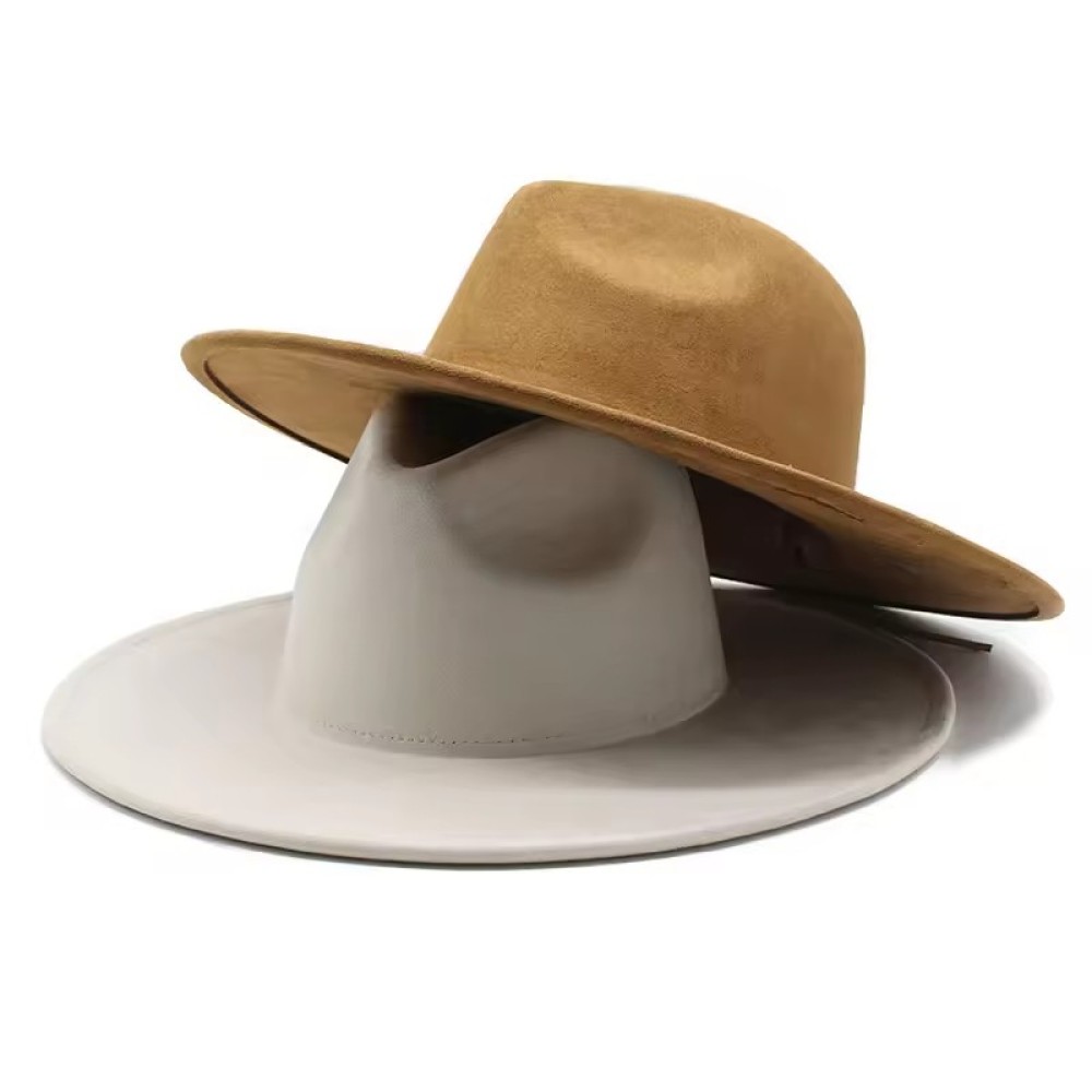 Customized European and American New Large Brim Suede Women's Hat Men's Fashion Heart-Shaped Jazz