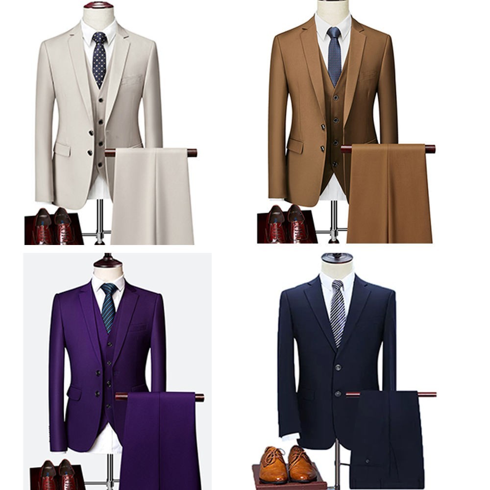 luxurious Customized Elegant High-end Custom 3 Pieces Slim Fit Formal Business Suit for Men