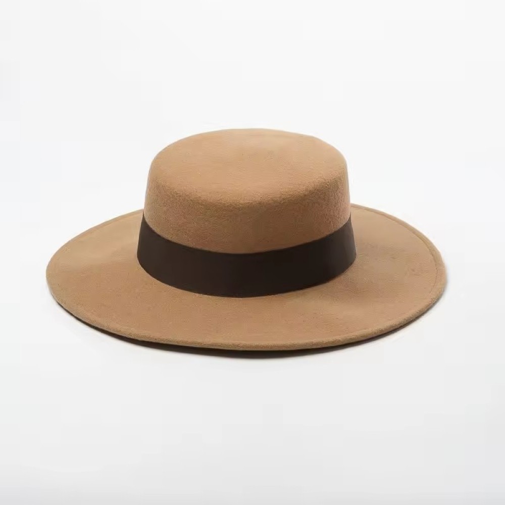 Customized New Arrival Winter Flat Top Woolen Hat With Webbing Casual Fashionable Sheep Woolen Flat Hat for Party Shopping
