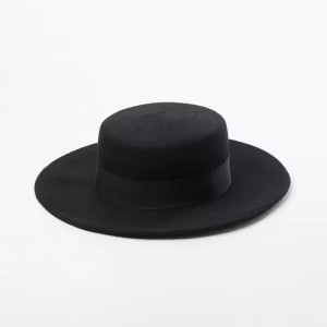 Customized New Arrival Winter Flat Top Woolen Hat With Webbing Casual Fashionable Sheep Woolen Flat Hat for Party Shopping