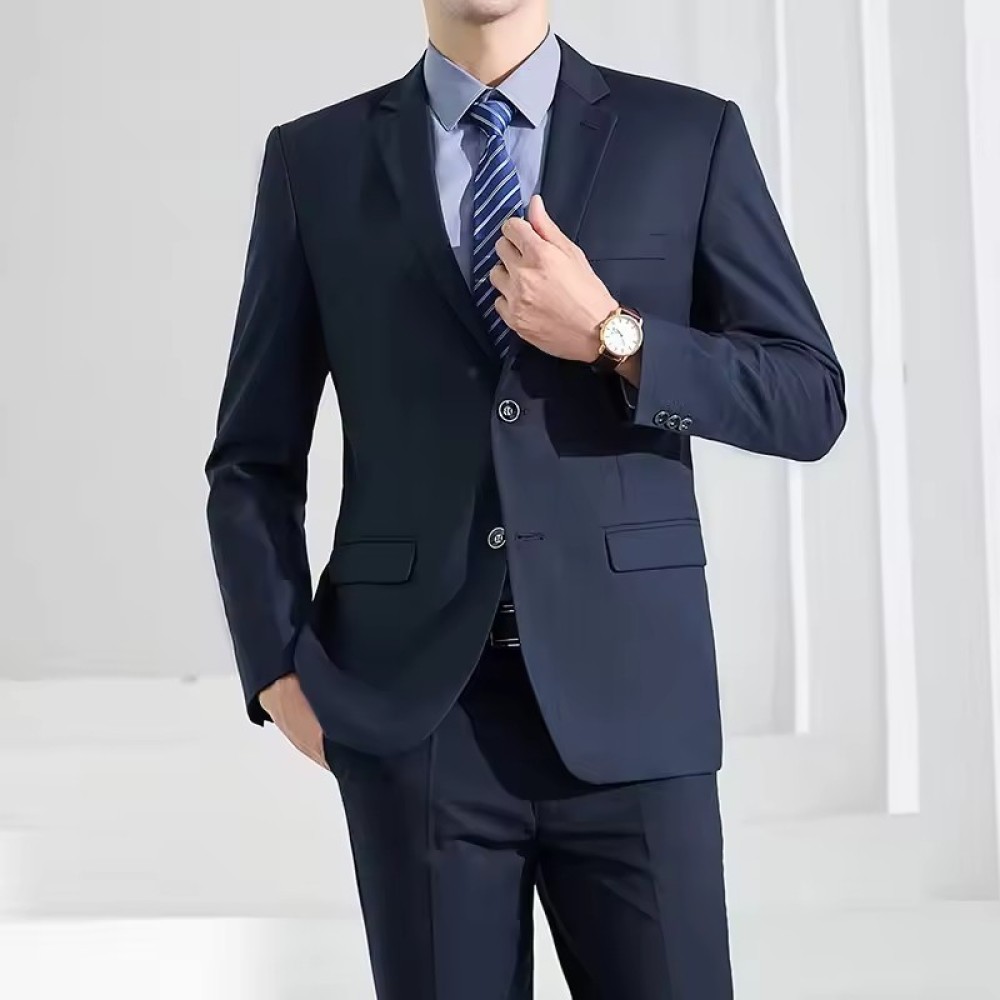 luxurious Customized Navy Blue Men's 3 Piece Jacket Blazer Pour Hommes Slim Fit Suit Prom Groomsman Wedding Suits for Men