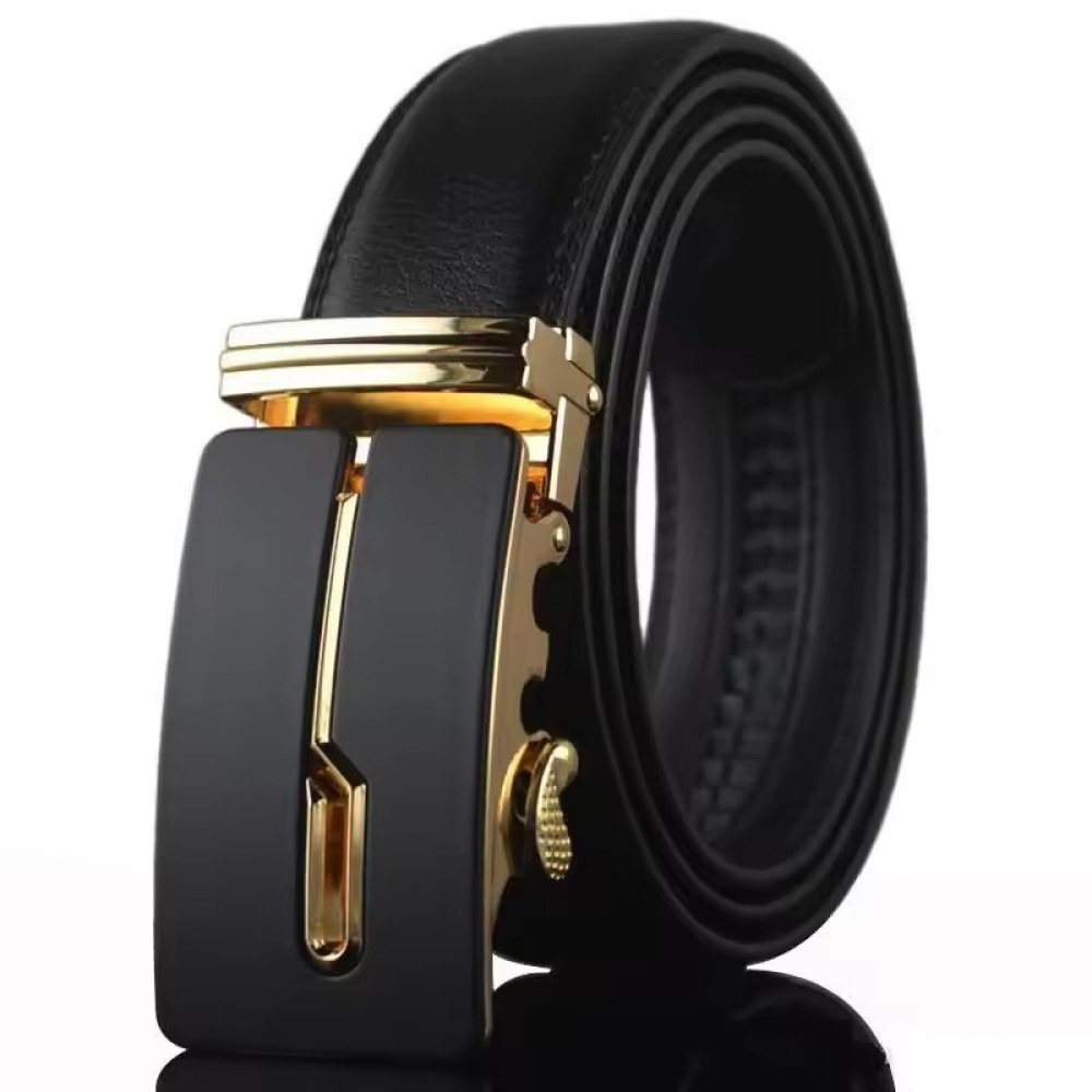 Customized Luxury Male Belts Business Genuine Leather Ratchet Dress Belts Classics Vintage Automatic Gold Buckle Men Belt