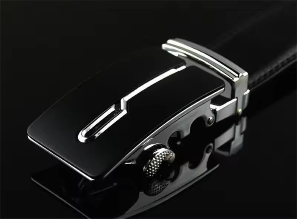 Customized Luxury Male Belts Business Genuine Leather Ratchet Dress Belts Classics Vintage Automatic Gold Buckle Men Belt