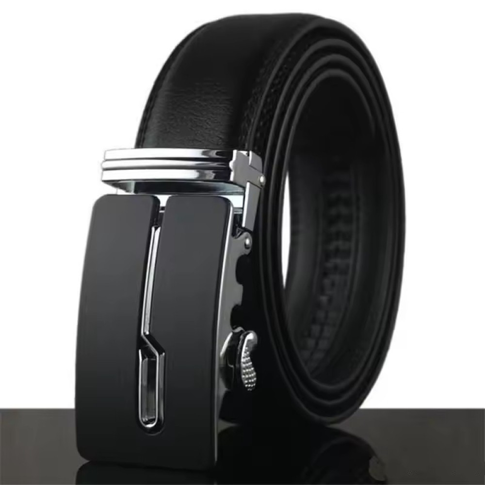 Customized Luxury Male Belts Business Genuine Leather Ratchet Dress Belts Classics Vintage Automatic Gold Buckle Men Belt